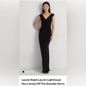 Ralph Lauren Navy Off Shoulder Maxi Dress